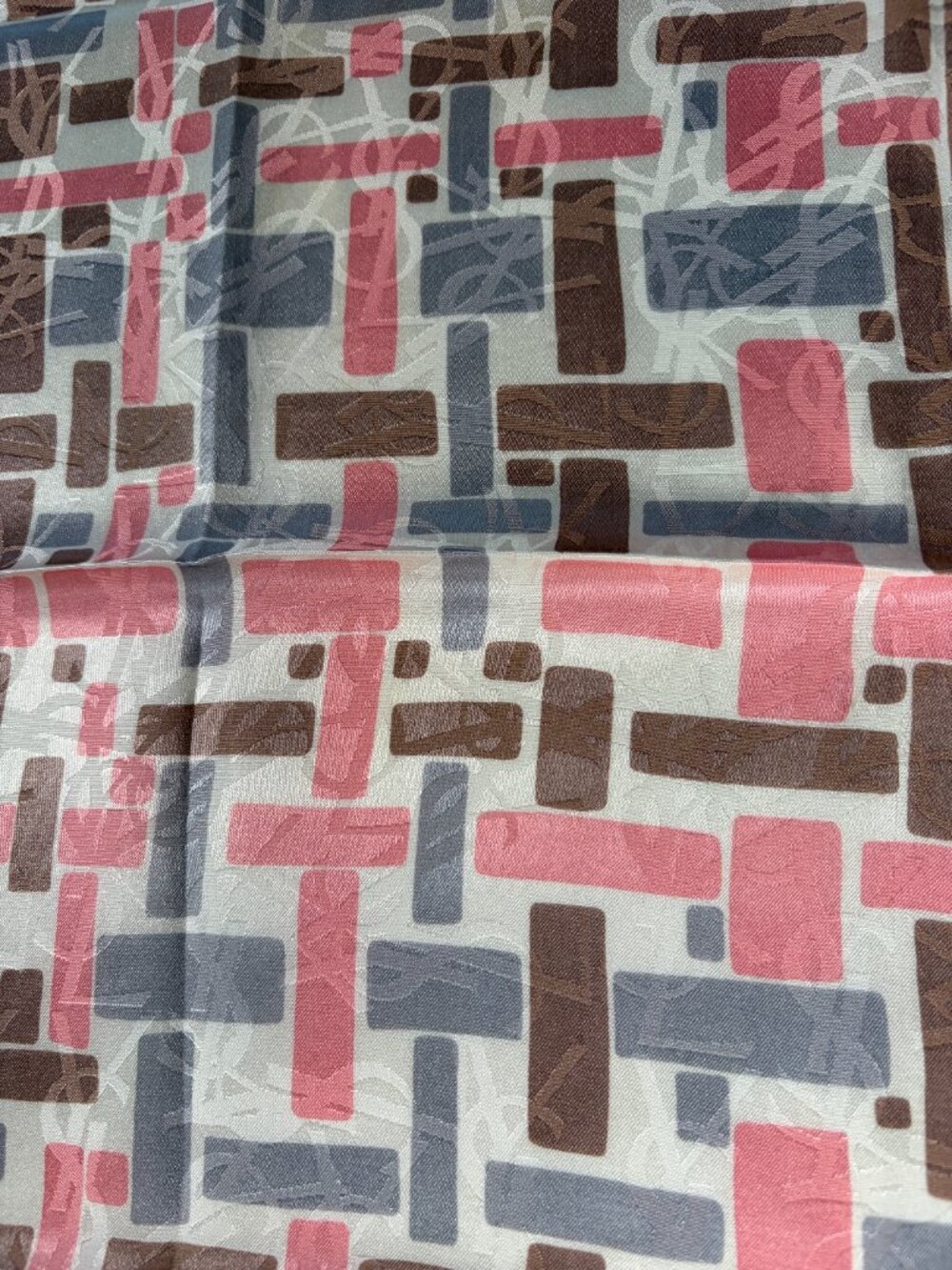 Vintage Yves Saint Laurent YSL Cotton Scarf Geometric 22" - Picture 4 of 13